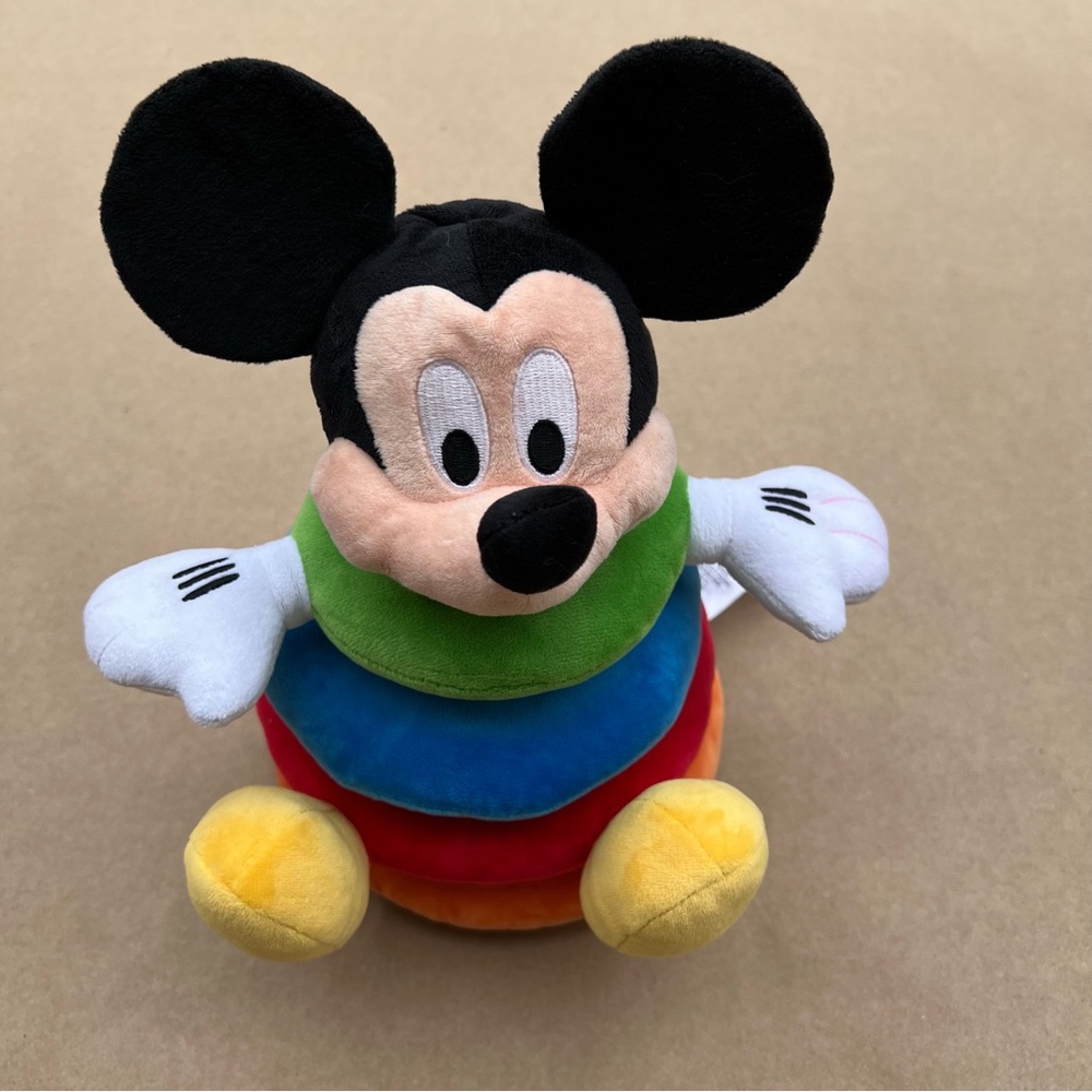 11" Disney Store Baby Mickey Mouse Soft Plush Stacking Rings Learning Toy